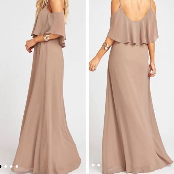 SMYM Caitlin Ruffle Maxi Dress in Dune Chiffon - Picture 3 of 8